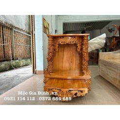 Bàn thờ Thần Tài Gõ Đỏ Rồng Mây 81*61*98