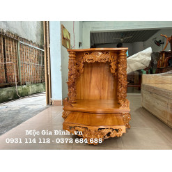 Bàn thờ Thần Tài Gõ Đỏ Rồng Mây 81*61*98