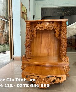 Bàn thờ Thần Tài Gõ Đỏ Rồng Mây 81*61*98
