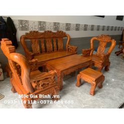 Bộ bàn ghế Gõ Tam Sư tay Nghê nguyên khối 12