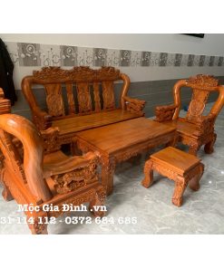 Bộ bàn ghế Gõ Tam Sư tay Nghê nguyên khối 12