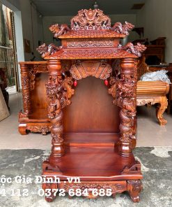 Bàn thờ Thần Tài Gỗ Tràm Ngói- 60*60*117