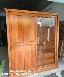 Tủ quần áo Gỗ Xoan Cửa Lùa Cánh Kính