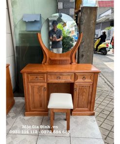 Bàn trang điểm gỗ Sồi Tròn 1.1m