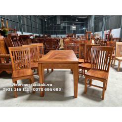 Bàn ăn gỗ gõ đỏ 7 nan