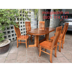 Bàn ăn sồi pháp oval 6 ghế màu