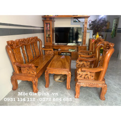 Bộ bàn ghế Gõ Minh Quốc Đào tay 10