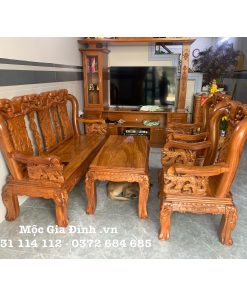 Bộ bàn ghế Gõ Minh Quốc Đào tay 10