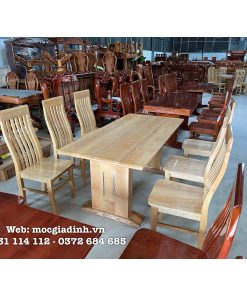 Bàn ăn Sồi pháp chân hộp 6 ghế