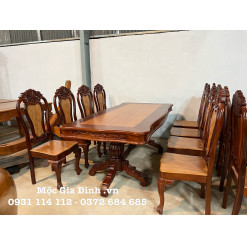 Bàn ăn Căm Xe Bánh Tây 8 ghế