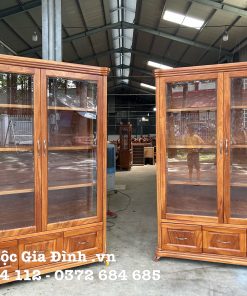 Tủ rượu Gõ Đỏ Cánh Đứng Tầng Gỗ