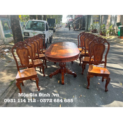 Bàn ăn Căm Xe Oval 8 ghế