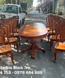 Bàn ăn Căm Xe Oval 8 ghế
