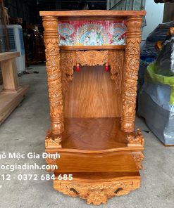 Bàn thờ Thần Tài Gõ Đỏ Đèn cột 10 60*60*98