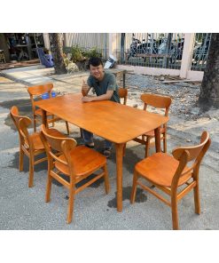 Bàn ăn cao su 6 ghế hiện đại