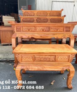 Sập thờ Gia Tiên Gõ Cuốn Thư Tam Cấp