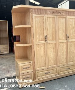 Tủ quần áo Gỗ Sồi Kèm Kệ Trang Trí