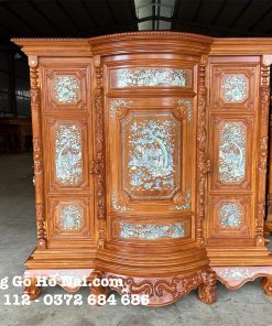 Tủ thờ Bụng Phệ Cẩn Trai Gõ Đỏ Toàn Bộ