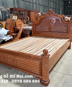 Giường Ngủ Gõ Đỏ Hoàng Gia Hoa Mai