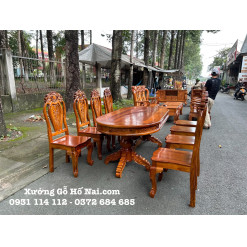 Bàn ăn Tràm Rừng Oval 8 ghế