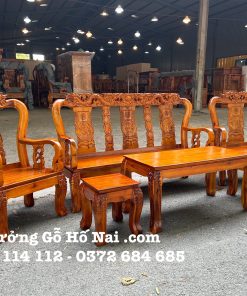 Bộ bàn ghế Triện Song Long Tay 8
