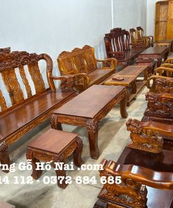 Bộ bàn ghế Triện Song Long Tay 10