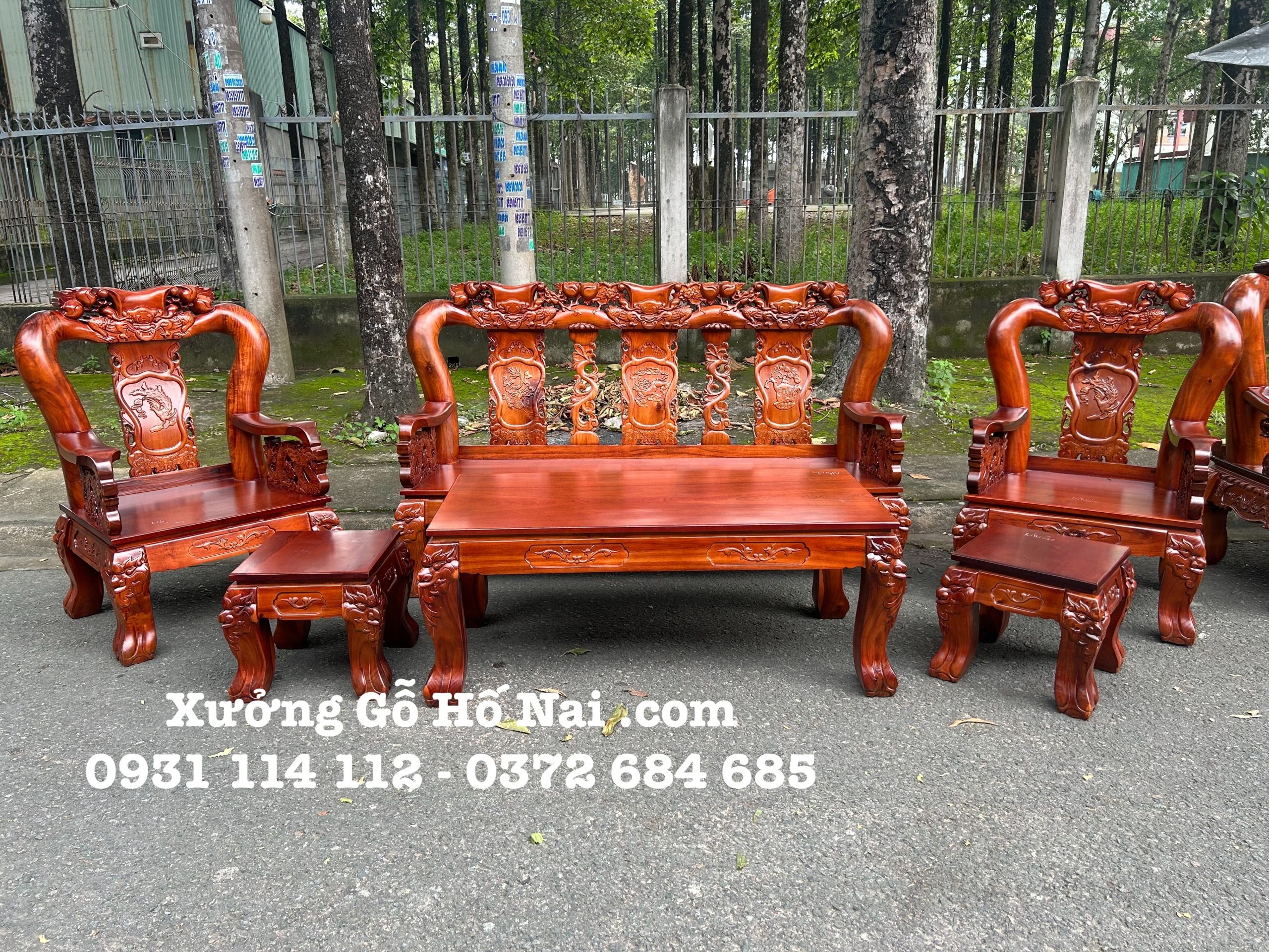 Bộ bàn ghế Minh Quốc Đào Hổ Phù tay 12