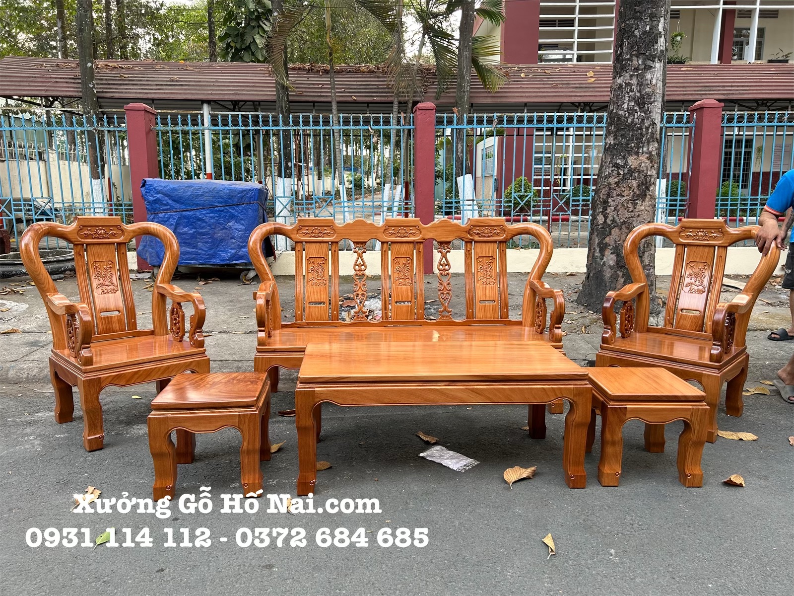 Bộ Bàn Ghế Gõ Á Âu Tay 9