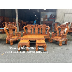 Bộ bàn ghế Gõ Song Longtay 12  11A01