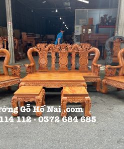 Bộ bàn ghế Gõ Song Longtay 12  11A01