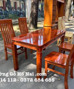 Bàn ăn Sồi Pháp Mặt Liền Màu 4 ghế