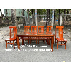 Bàn ăn Sồi Pháp 2 tầng 6 ghế