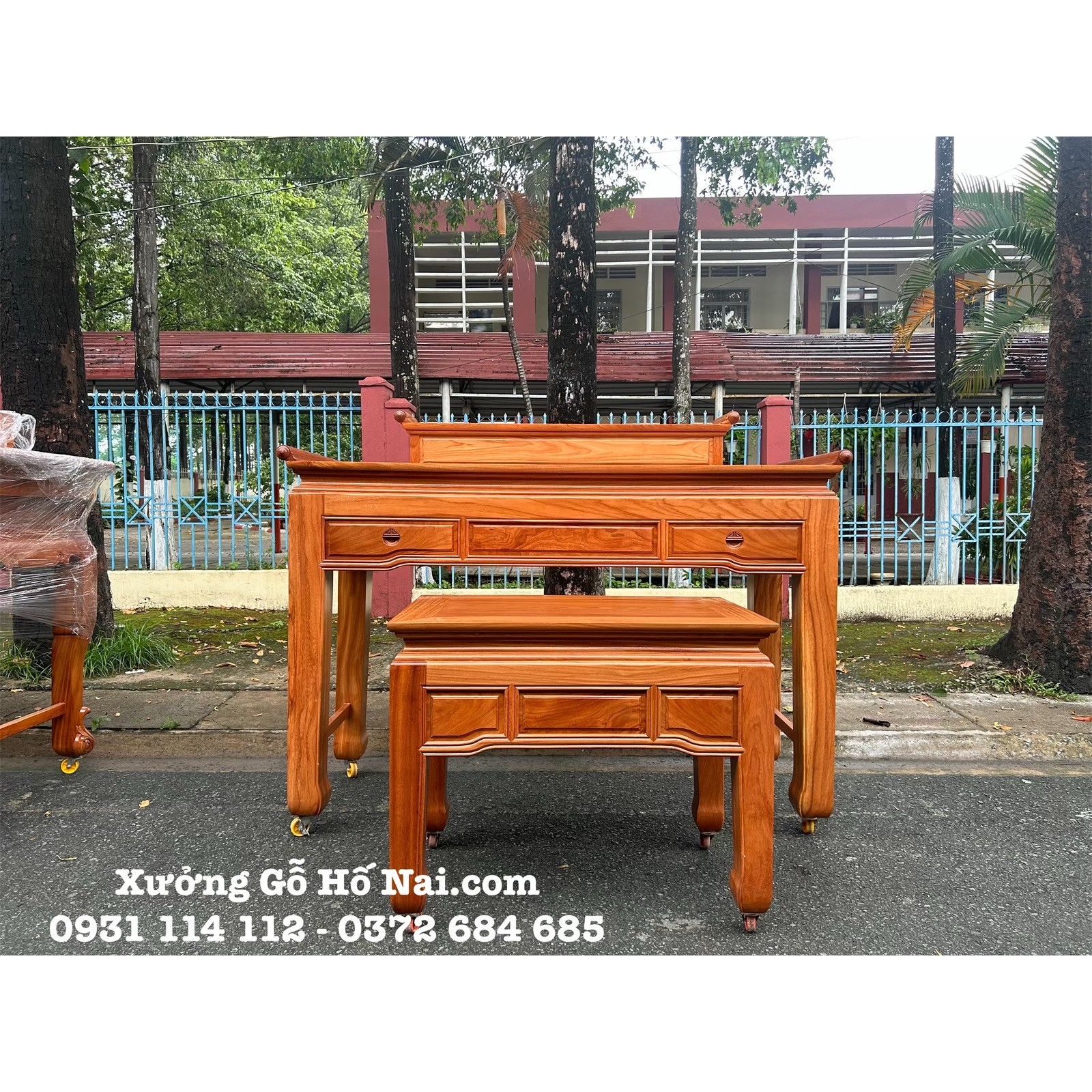 Sập thờ Gia Tiên Gõ Đỏ Trơn