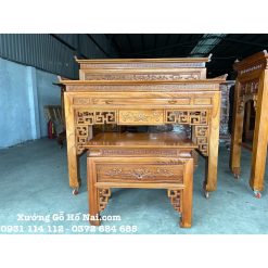 Bàn thờ Gia Tiên Liên Hoa Nhị Cấp Gõ Đỏ