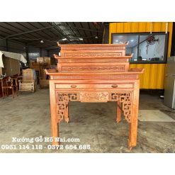Bàn thờ Gia Tiên Tam Cấp Liên Hoa Gỗ Hương Đá