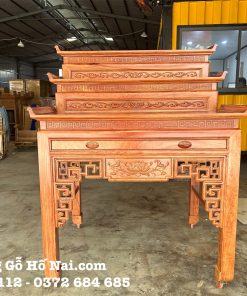 Bàn thờ Gia Tiên Tam Cấp Liên Hoa Gỗ Hương Đá