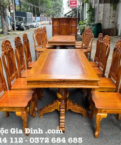 Bàn ăn Tràm Vuông Trơn 8 ghế