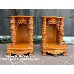 Bàn thờ Thần Tài Gõ Đỏ Rồng Mặt Đứng - 60*60*107
