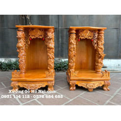 Bàn thờ Thần Tài Gõ Đỏ Rồng Mặt Đứng - 60*60*107