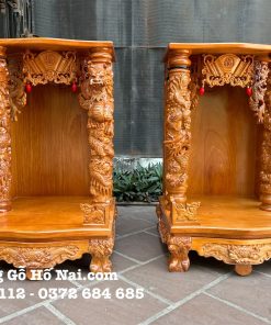 Bàn thờ Thần Tài Gõ Đỏ Rồng Mặt Đứng - 60*60*107