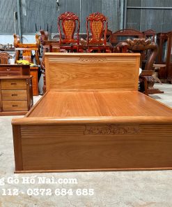 Giường Ngủ Gõ Đỏ Trơn Hộc Kéo