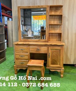 Bàn trang điểm Gõ vuông lớn cửa lùa