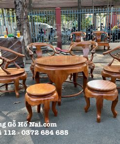 Bàn Trà Thúng Gõ Đỏ mặt 3cm