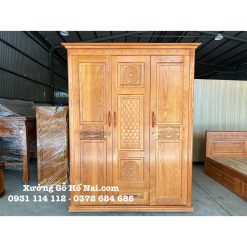 Tủ quần áo gỗ Sồi Pháp 3 cánh màu