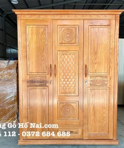 Tủ quần áo gỗ Sồi Pháp 3 cánh màu