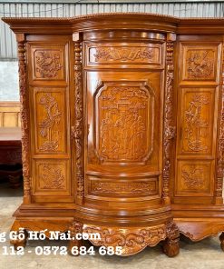 Tủ thờ gỗ Căm Xe chạm Tam Đa