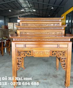 Bàn thờ Gia Tiên Tam Cấp Liên Hoa Gỗ Tràm Rừng