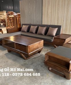 Bộ bàn ghế Góc L Gỗ Sồi Chân Thuyền